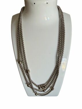 Artisan Made Triple Strand Silver Tone Necklace